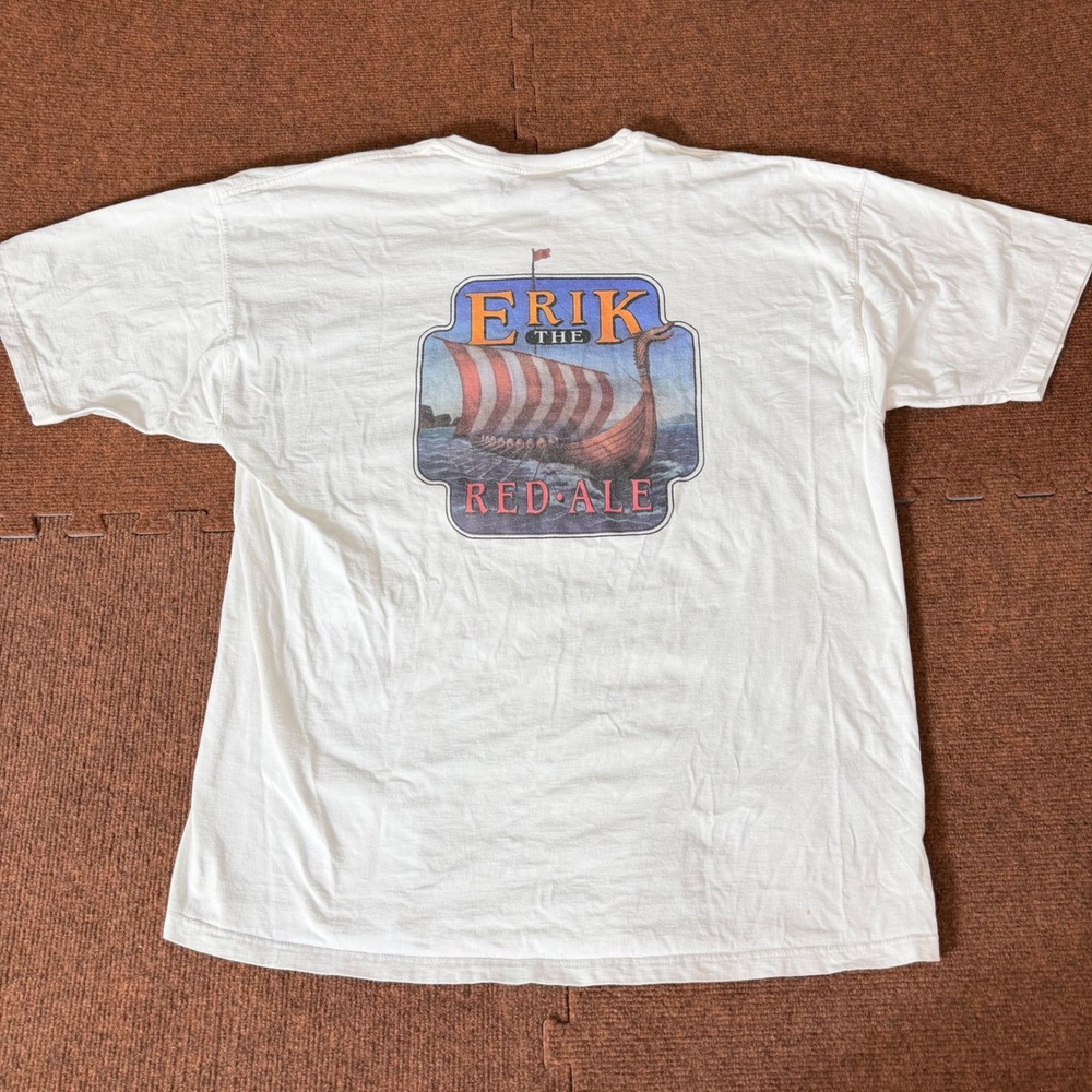 Vintage Jerzees Rock Bottom Brewery Chicago Erik the Red Ale T-Shirt White XL B-